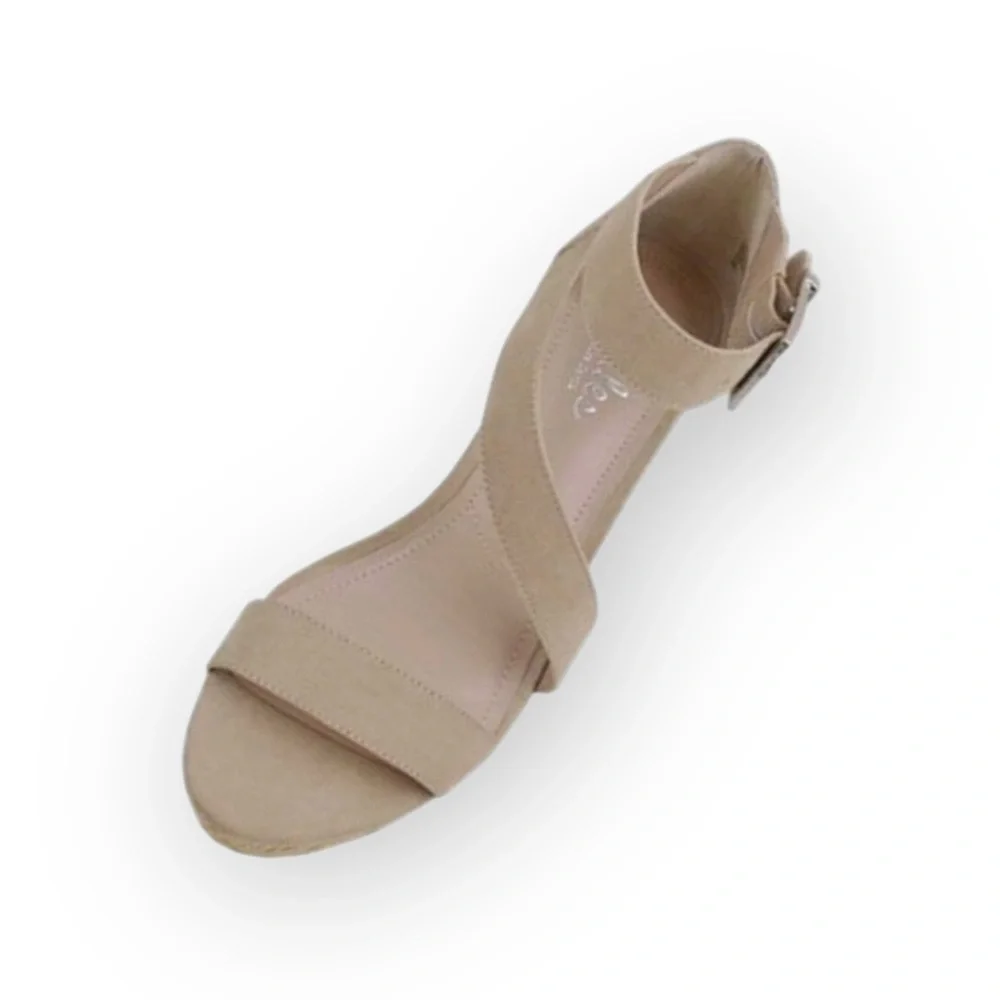 Charles by Charles David ᪥ Leanna Wedge Cork Platform Sandals ᪥ Nude Microsuede